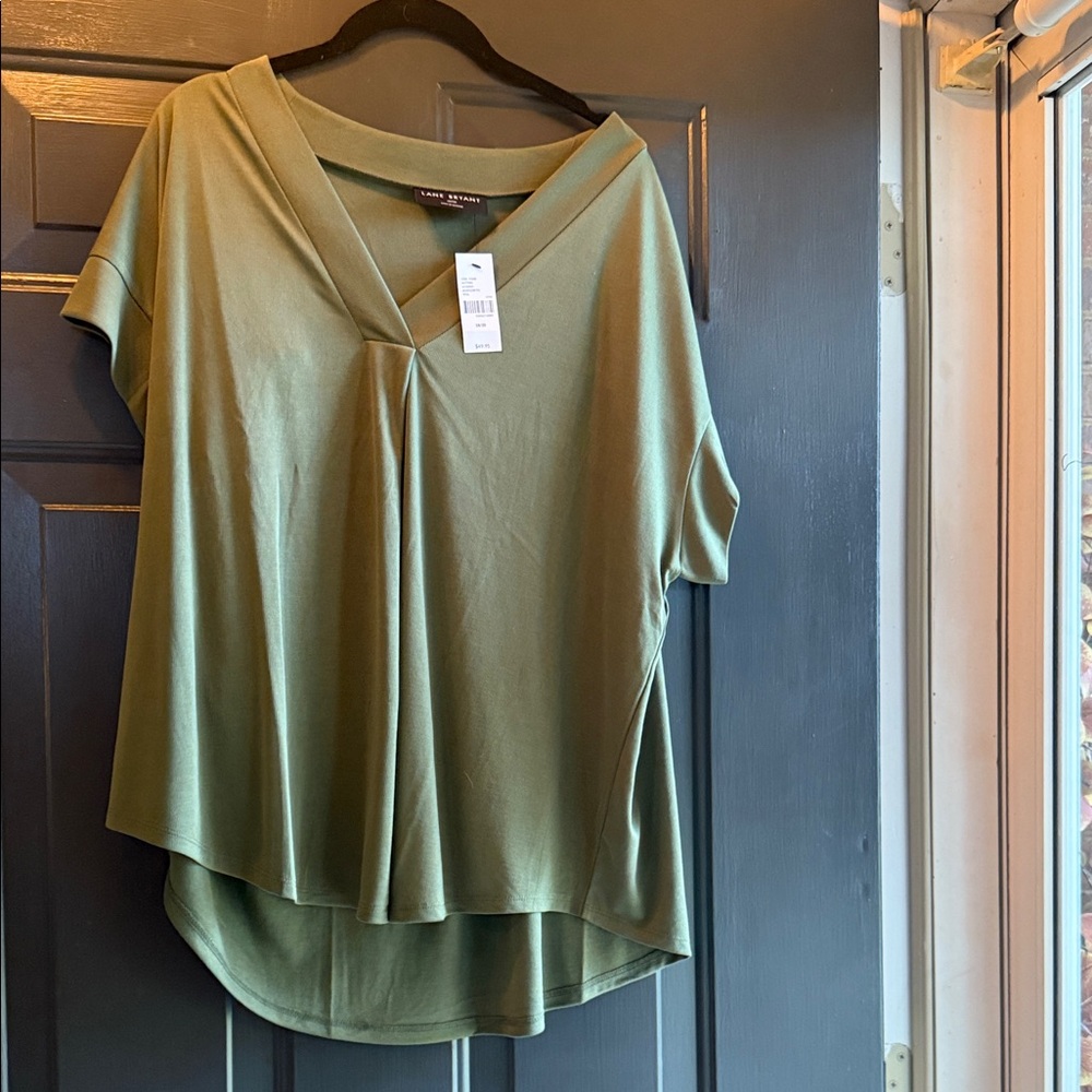 Lane Bryant Olive V-Neck Blouse